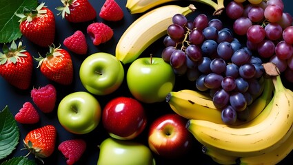 fresh fruits arranged in a visually appealing layout.
