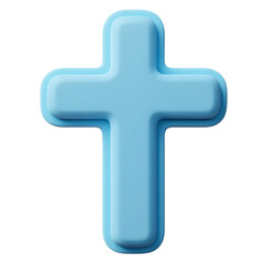 Fototapeta premium Minimalist 3D Cross Icon with Round Edges on Isolated White Background