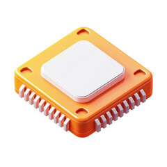 Stylized 3D Computer Chip Icon with Rounded Edges and Matte Finish on Minimalist White Background
