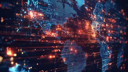 Fototapeta premium Global Network: A Digital World Map