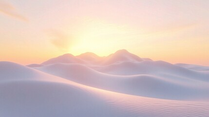 Fototapeta premium Serene Desert Landscape with Dramatic Warm Dunes at Sunrise