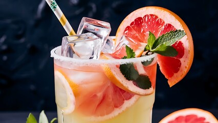 Assorted soda pop glass bottles on a blue background refreshing summer carbonated lemonades