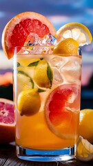 Assorted soda pop glass bottles on a blue background refreshing summer carbonated lemonades