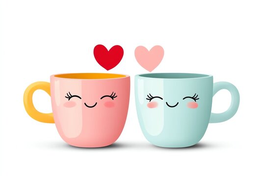 Cute and cheerful cups with smiling faces, perfect for adding joy to your morning coffee routine.