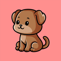 Obraz premium fun cartoon character of sitting dog puppy isolated colored drawing line art style design illustration