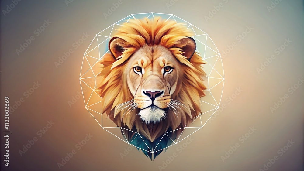 Poster Minimalistic Lion's Head Logo Design Created Using Generative AI Tools for Modern Branding and Creative Projects