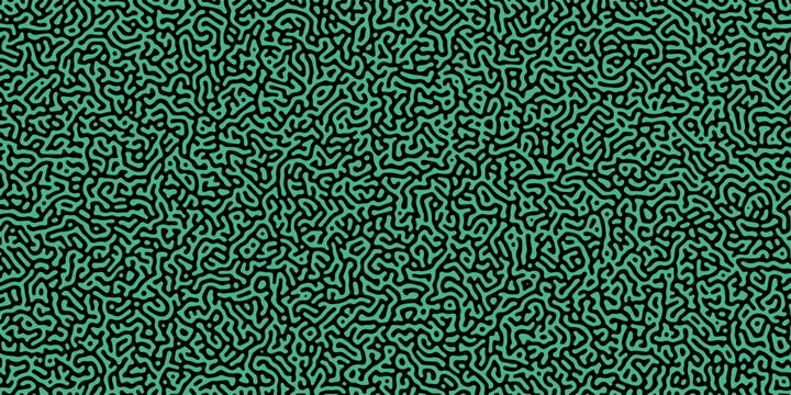 Abstract black lines on blue background. Chaotic lines texture. Pattern with labirint effect.