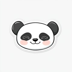 Fototapeta premium Cute cartoon panda head, smiling face, simple design, cheerful expression, adorable, kawaii