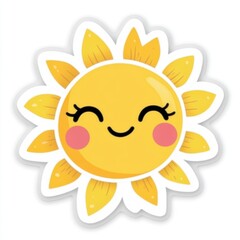 Obraz premium Cute cartoon sun with happy expression.