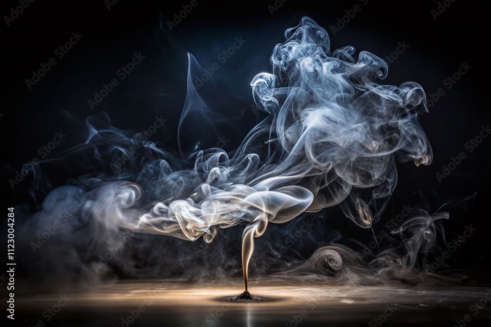 Poster minimalist photography of a dark background filled with dense white smoke creating a mysterious atmo