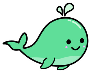 Fototapeta premium Cute Whale Cartoon Illustration