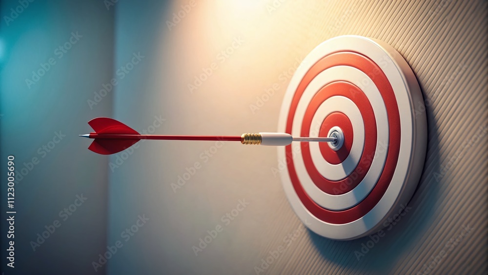 Poster minimalist representation of an arrow target diagram showcasing focus and selection with clean lines