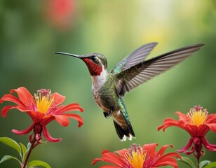 Fototapeta premium hummingbird and flower
