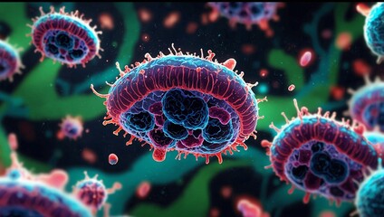 photo bacteria virus microorganisms made by AI generative