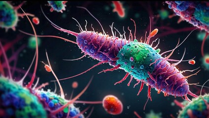 photo bacteria virus microorganisms made by AI generative