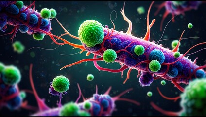 photo bacteria virus microorganisms made by AI generative