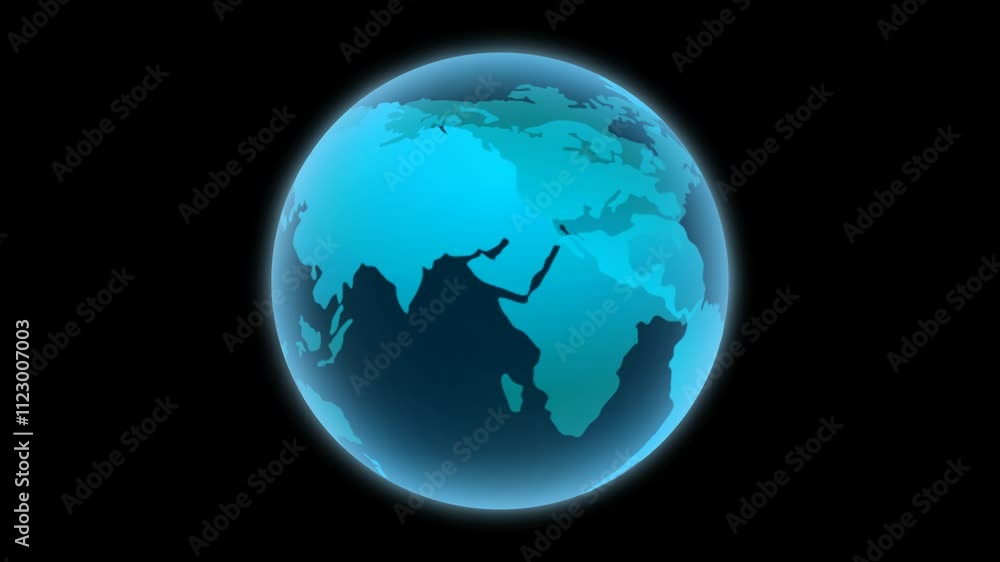 Aufkleber globe spinning blue hologram futuristic animation rotate left to right endless loop