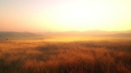 Obraz premium Golden meadow at sunrise.