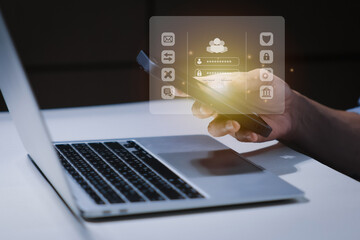Login screen, Cybersecurity and privacy concepts to protect data. Lock icon and internet network...