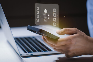 Login screen, Cybersecurity and privacy concepts to protect data. Lock icon and internet network...