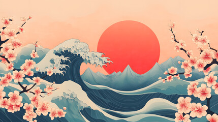 Asian Ink Brush Ornaments, Vintage illustration