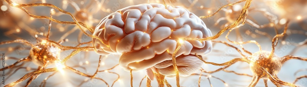 Aufkleber artistic visualization a human brain's neurons intertwined like roots, symbolizing the intricate net