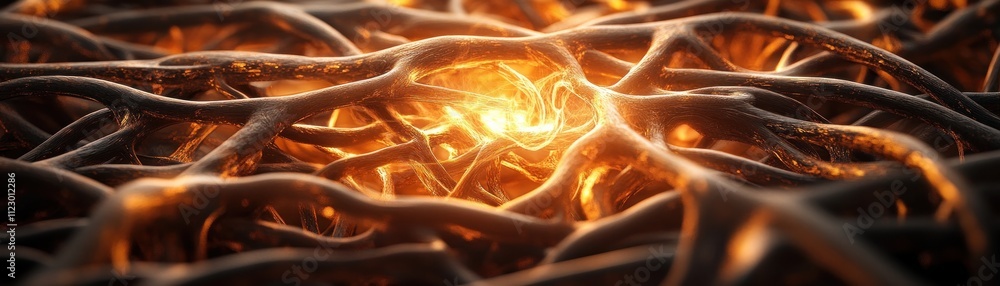 Aufkleber artistic visualization of the human brain neurons intertwined like roots, symbolizing growth, learni