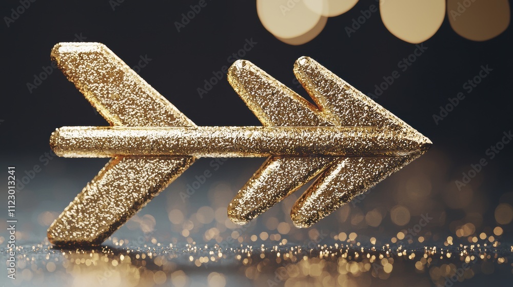 Poster golden arrow symbolizing success and direction studio setting high-quality close-up image