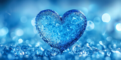 Obraz premium Blue heart on a blue textured background. Valentine's Day concept