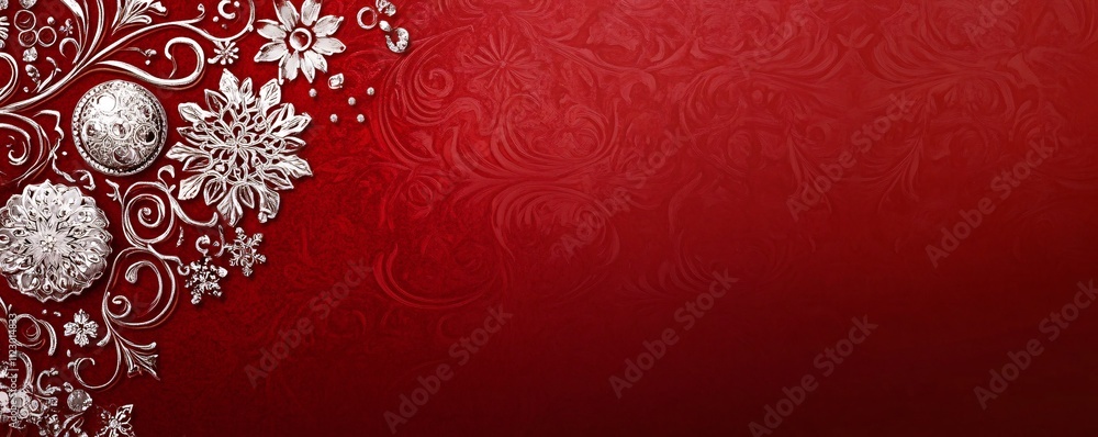 Poster opulent rosh hashanah background with rich red and white colors, highlighted by intricate decorative