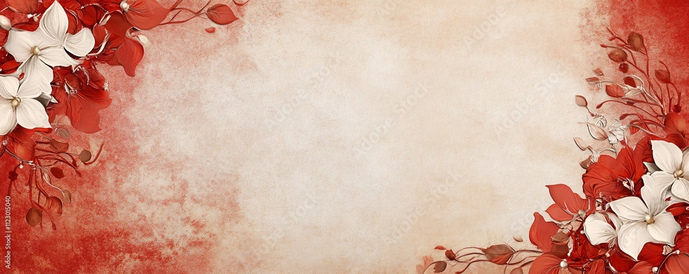 Poster sophisticated rosh hashanah background with a mix of vibrant red and crisp white tones, adorned with