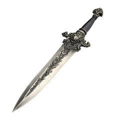 Isolated transparent gothic dagger displayed in a dimly lit room artistic photography dark atmosphere close-up perspective