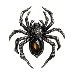 Isolated transparent gothic spider brooch display artistic showcase dark environment close-up view intricate design