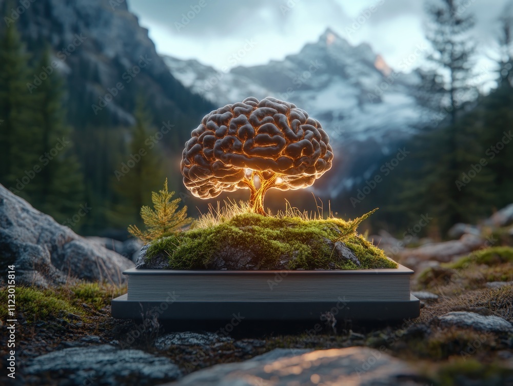 Aufkleber unlocking cognitive potential brain neurons glowing brightly during intelligence training, symbolizi