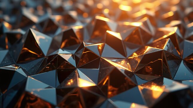 Goldene Polygonale Geometrie: Abstrakter Hintergrund mit Farbverlauf