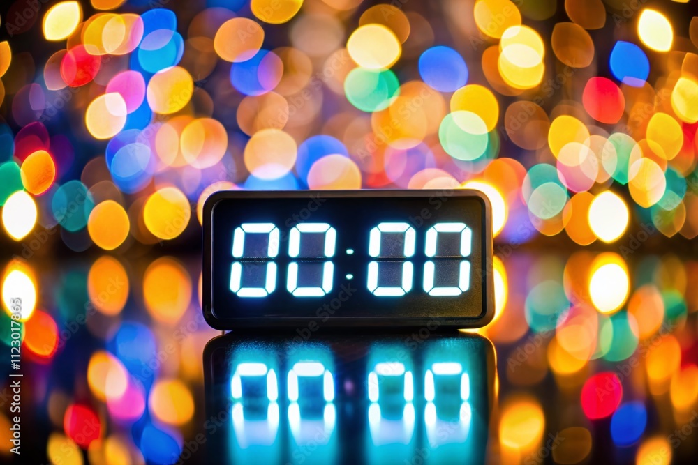 Poster night photography of a 60 second full-screen countdown timer in 7-segment display, captured at 9:18 