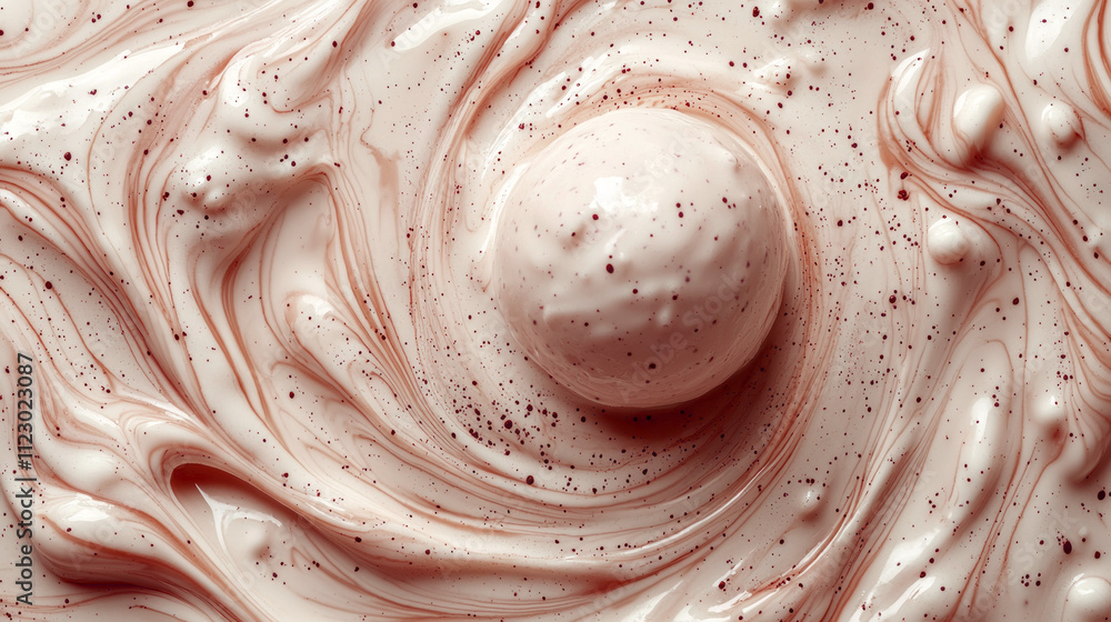 Poster delicate swirls of mocha mousse ice create a tempting visual delight, inviting indulgence for desser