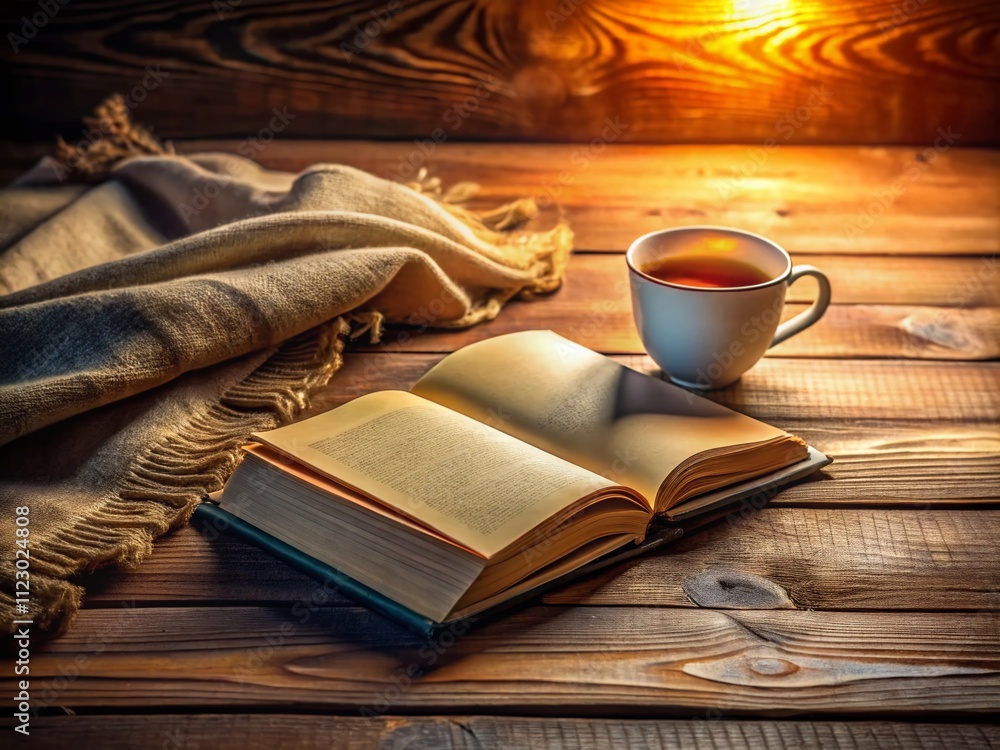 Poster open book mockup with blank pages in low light setting for creative projects and design inspiration