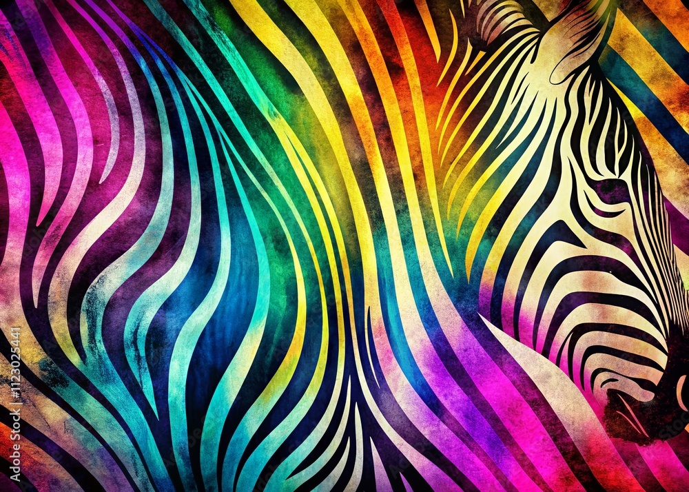 Poster ornamental wave optical effect background with grunge zebra print and brush stroke pattern in macro 