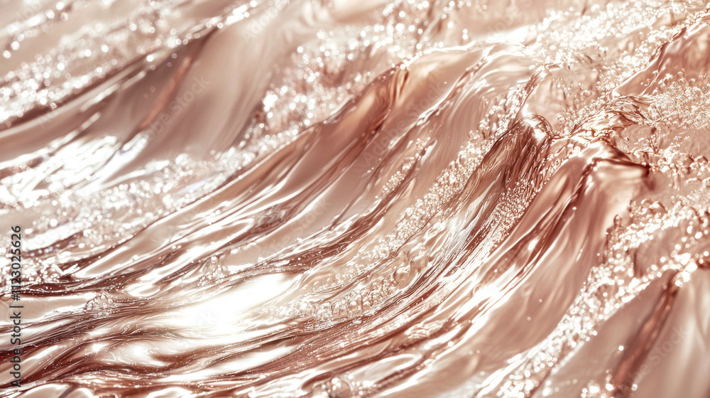 Poster gentle mocha waves ripple, shimmering in the sunlight, showcasing elegant hues while creating a calm