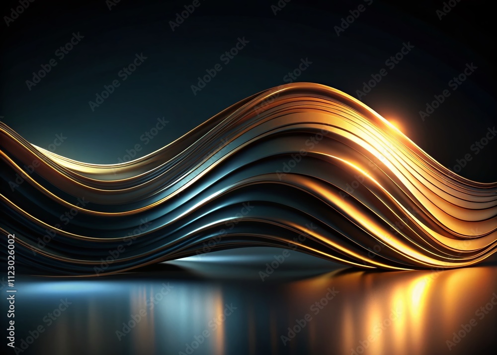 Poster panoramic abstract fluid wave curve banner with dark background, featuring black abstract design and