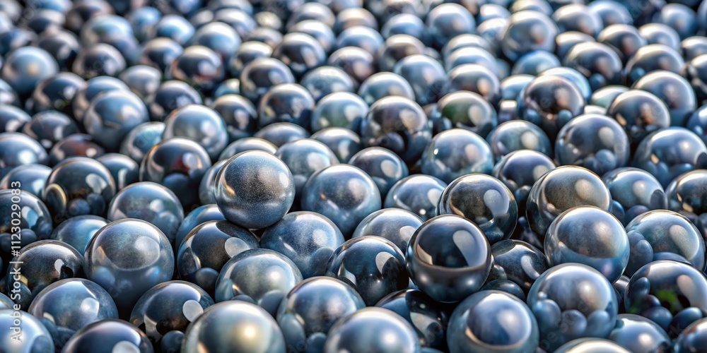 Poster panoramic view of a stunning pile of grey marbles creating a soft, elegant background perfect for wa