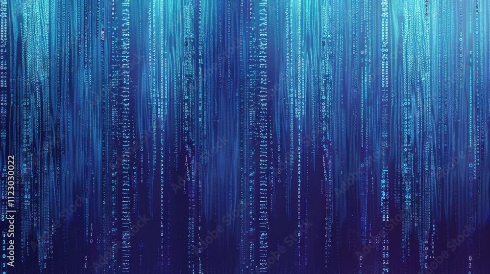 Wall mural abstract background of blue matrix digital code.