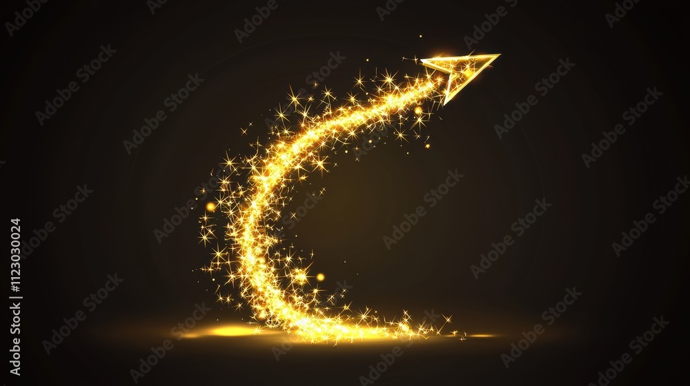 Poster dynamic golden arrow motion digital background animated graphics creative concept abstract viewpoint