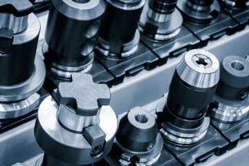 Industrial metalworking concept, milling cutter, metal cutter close up CNC cutters for metal....
