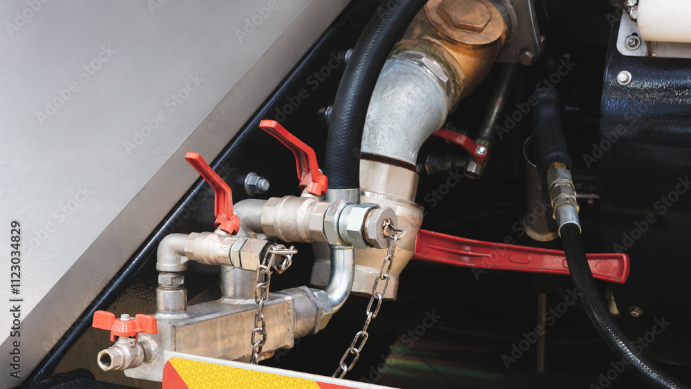 Aufkleber a chain is attached to a pipe. the chain is attached to a red handle