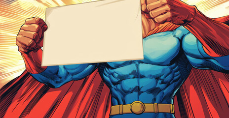 Superhero Themed Greeting Card Template with Comic Book Style and Bold Design for Kids