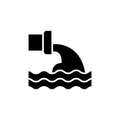 Obraz premium Wastewater icon. Simple solid style. Waste water, effluent, drainage, sewer, sewage, industry, pipe, pollution, environment concept. Black silhouette, glyph symbol. Vector illustration isolated.