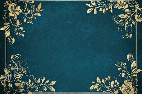Elegant Farewell Greeting Card Template with Gold Floral Border on Dark Teal Background