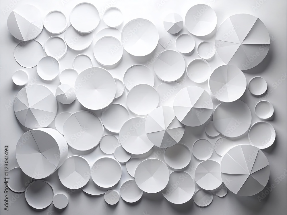 Poster rotated abstract modern minimal scattered white polygon geometrical quarter circle pattern backgroun